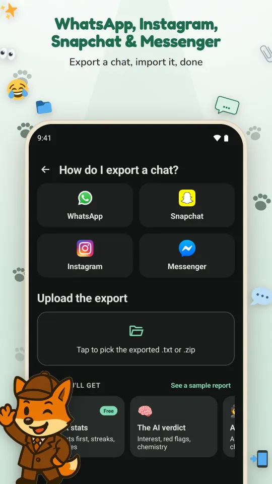 WhatsApp, Instagram, Snapchat and Messenger: export a chat, import it, done